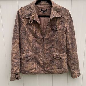 Tribal Women's Taupe Snakeskin Moto Jacket